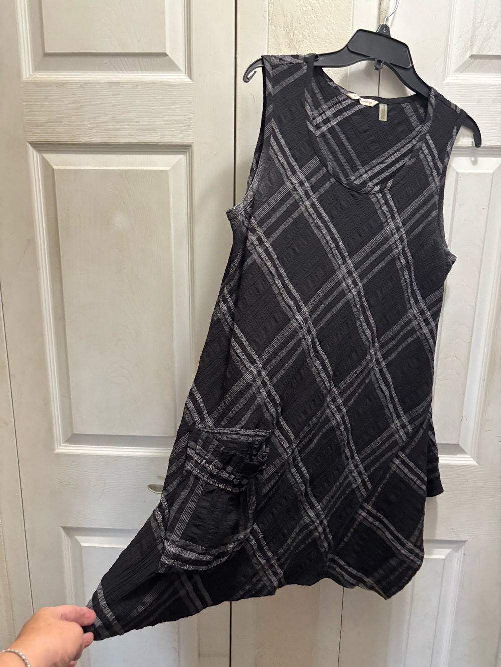 Soft surroundings Sleeveless Black Plaid A-Line Dress